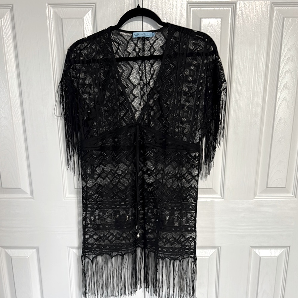 2 for $20✨Black Lace Fringe Kimono / Cover Up